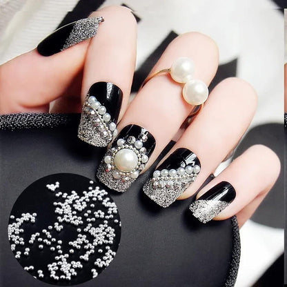 Silver And Black Caviar Beads Grid Box