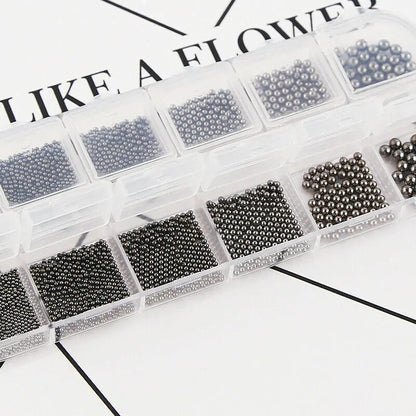 Silver And Black Caviar Beads Grid Box