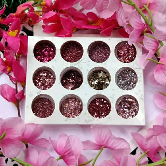 Pink / Rose gold Glitters And Mylars Box (Set Of 12)